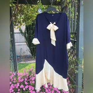 YACUN Ruffle Women’s 3X Navy Dress